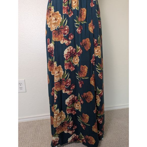 Xhileration Smocked Off The Shoulder Floral Green Maxi Dress Women S Bloomcore - Picture 4 of 12